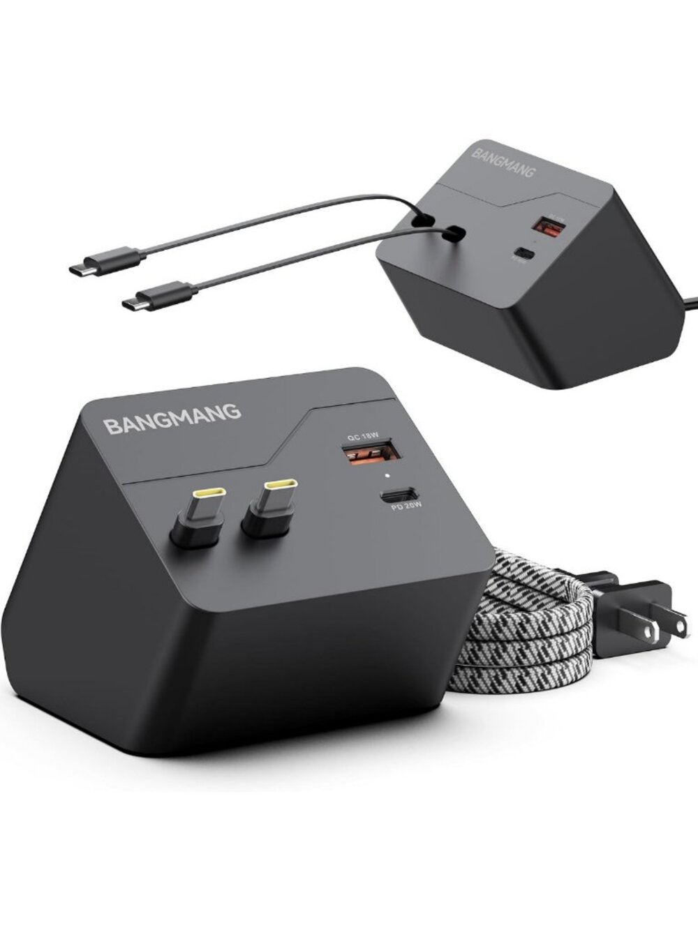 4-in-1 Retractable Charging Station with Dual USB-C Cables - Compact & Versatile